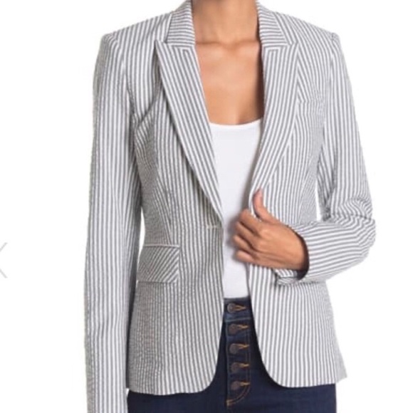 Veronica Beard Striped Seersucker Blazer - Picture 2 of 14